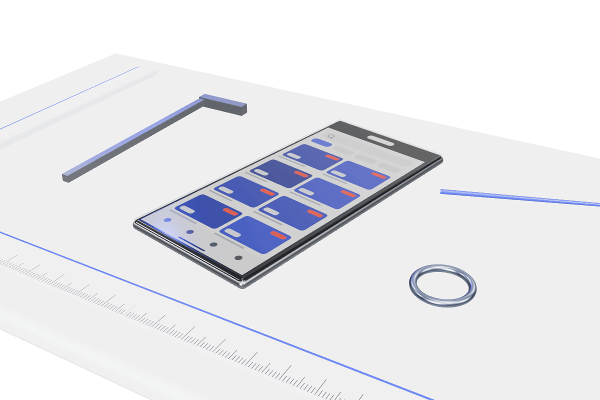 Generated 3D render in the Pocket Casino Lab brand style: a lab bench with measuring tools and no legible display; no real product, operator screen or person.